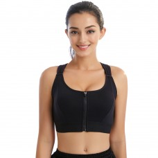 Lemolly Women's High Impact Sports Bra Zip Front Full-Support Wirefree Bras 